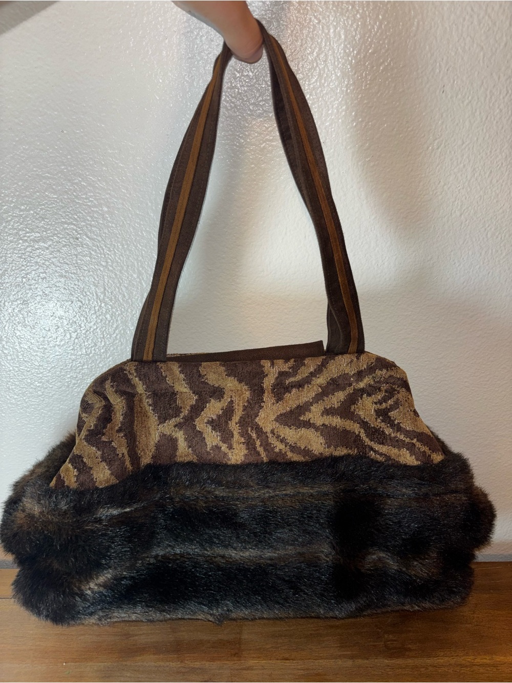 Atenti doctor bag fabric faux fur made USA - Picture 2 of 6